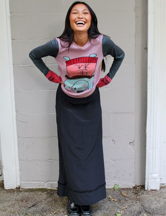 Vintage DKNY Classic Polka Dot Maxi Skirt