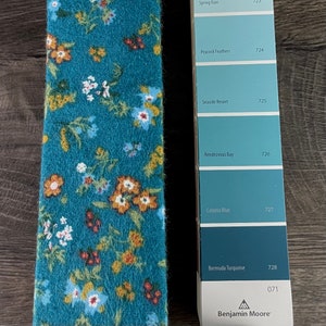 Men's Deep Blue Teal Floral Print Necktie Slim/Narrow Width Rustic Autumn Wedding Party Groom Best Man Groomsman Gift Brushed Cotton Tie image 6