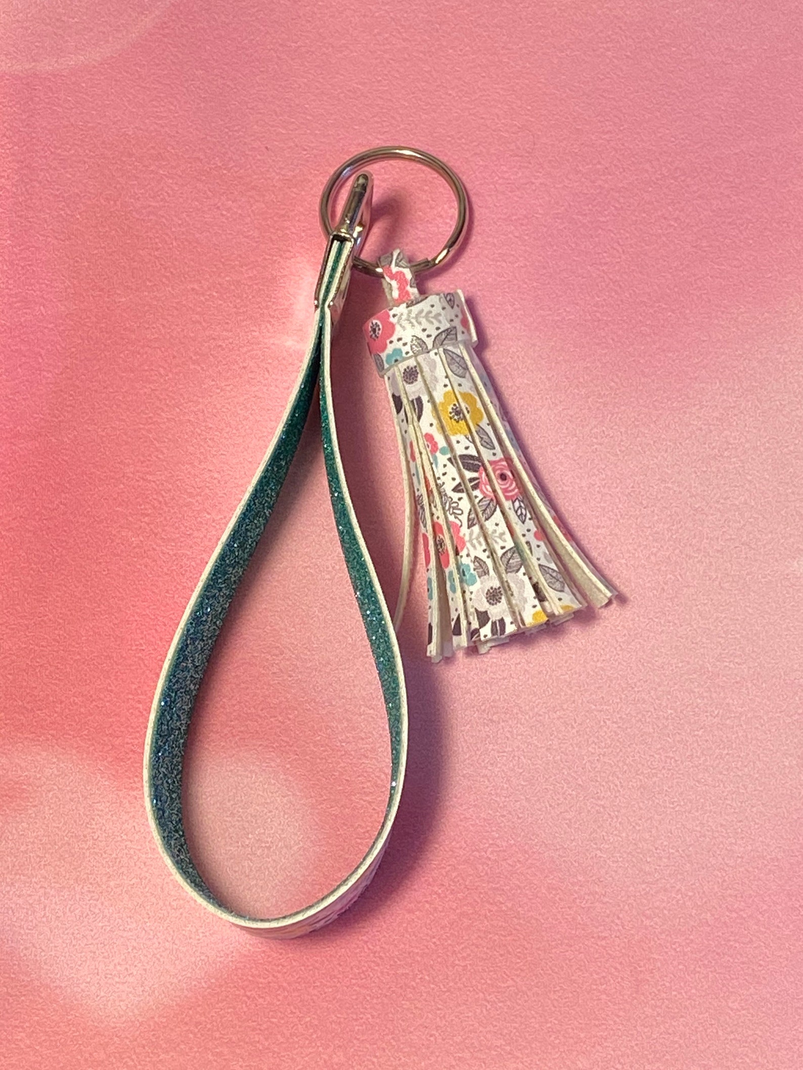 Spring Keychain Floral Key Ring Fake leather lanyard Flower Etsy