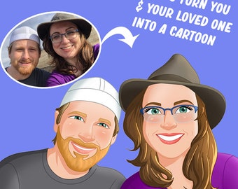 Custom Cartoon Style Portrait | Animated Family Portrait | Personalized Cartoon Illustration | Couple Portrait | Custom Portrait From Photo