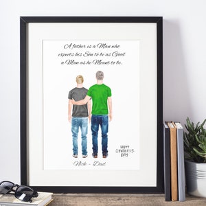Personalized Wall Art, Dad Gift From Son, Custom Father Son Print, Dad Birthday Gift, Family Portrait, Fathers Day Gift for Dad, Prints
