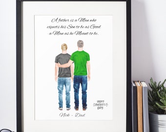 Personalisierte Wandkunst, Papa Geschenk von Sohn, benutzerdefinierte Vater Sohn Druck, Papa Geburtstagsgeschenk, Familienportrait, Vatertagsgeschenk für Papa, Drucke
