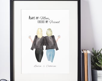 Personalized Digital Wall Art, Digital Art, Mom Gift From Daughter, Mom Birthday Gift, Family Portrait, Mothers Day Gift for Mom, Prints