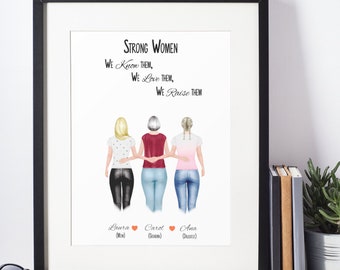 Mom Gift From Daughter, Grandma Gift, Mom Birthday Gift, Family Portrait, Mothers Day Gift for Mom, Grandmother Gift