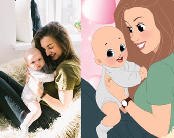 Personalized Cartoon Portrait From Photo | Custom Animated Family Illustration | Digital Couple Portrait | Custom Character Portrait Gift