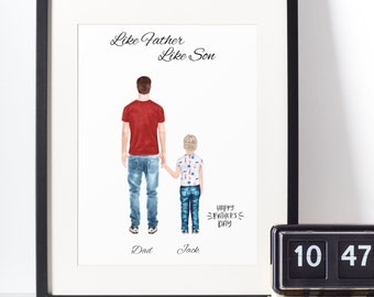 Fathers Day Gift From Son, Dad Gift From Son, Custom Father Son Print, Dad Birthday Gift, Family Portrait, Fathers Day Gift for Dad, Prints