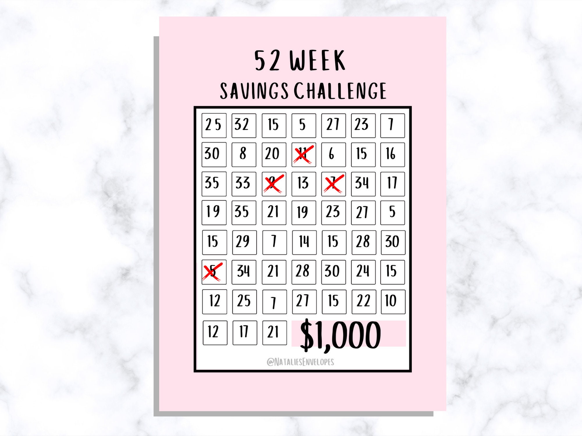 52 WEEK SAVINGS CHALLENGE L 52 Week Tracker L Digital Download L ...