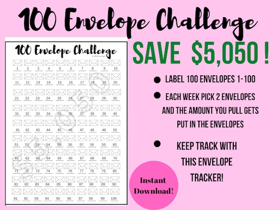 100 ENVELOPE TRACKER l Best Seller l 100 Envelopes l 2021 | Etsy