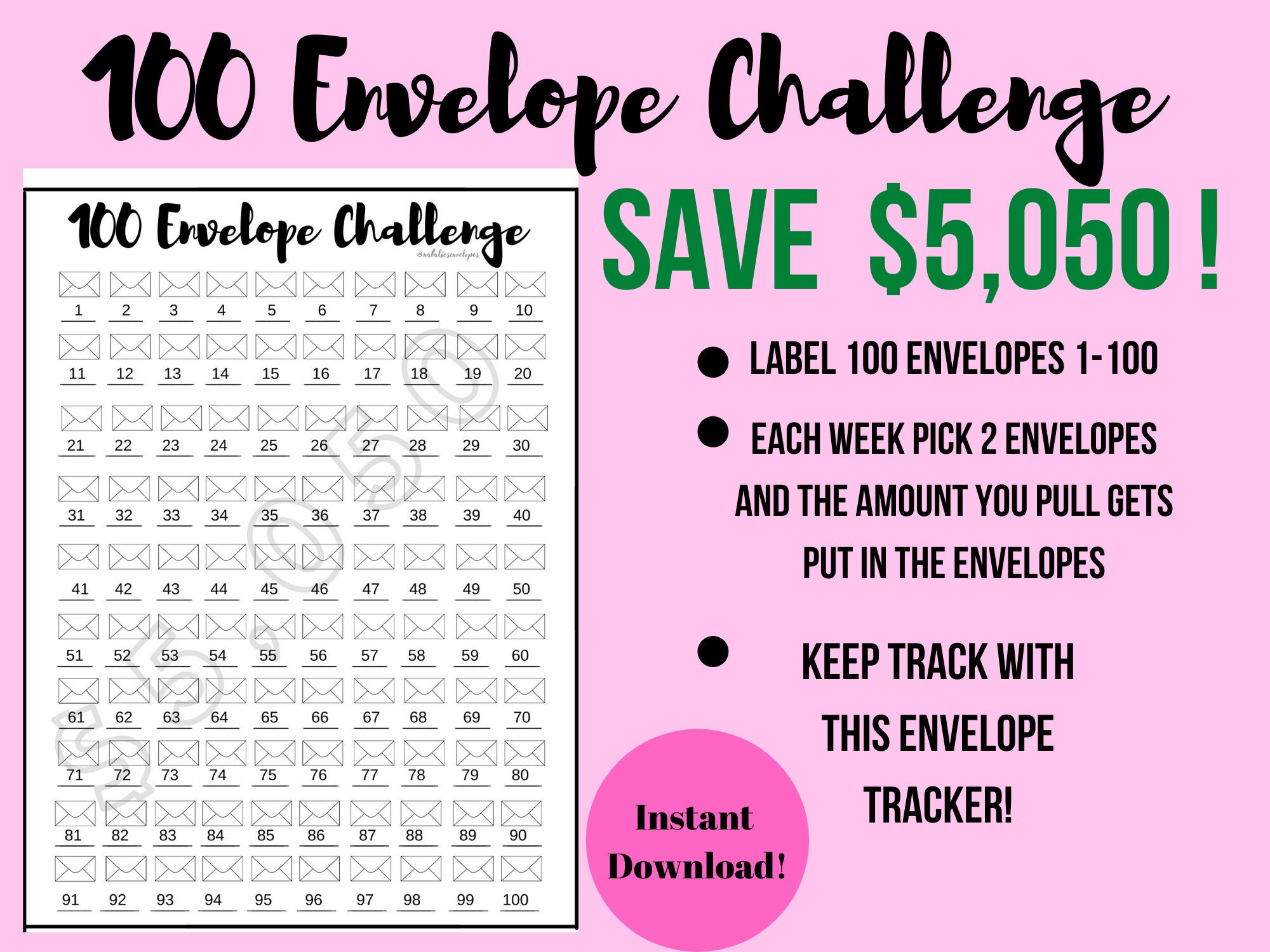 100 ENVELOPE TRACKER l Best Seller l 100 Envelopes l 2021 Etsy