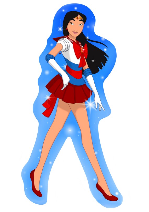 Etsy: Disney Princess Mulan Sailor Scout parody Sticker