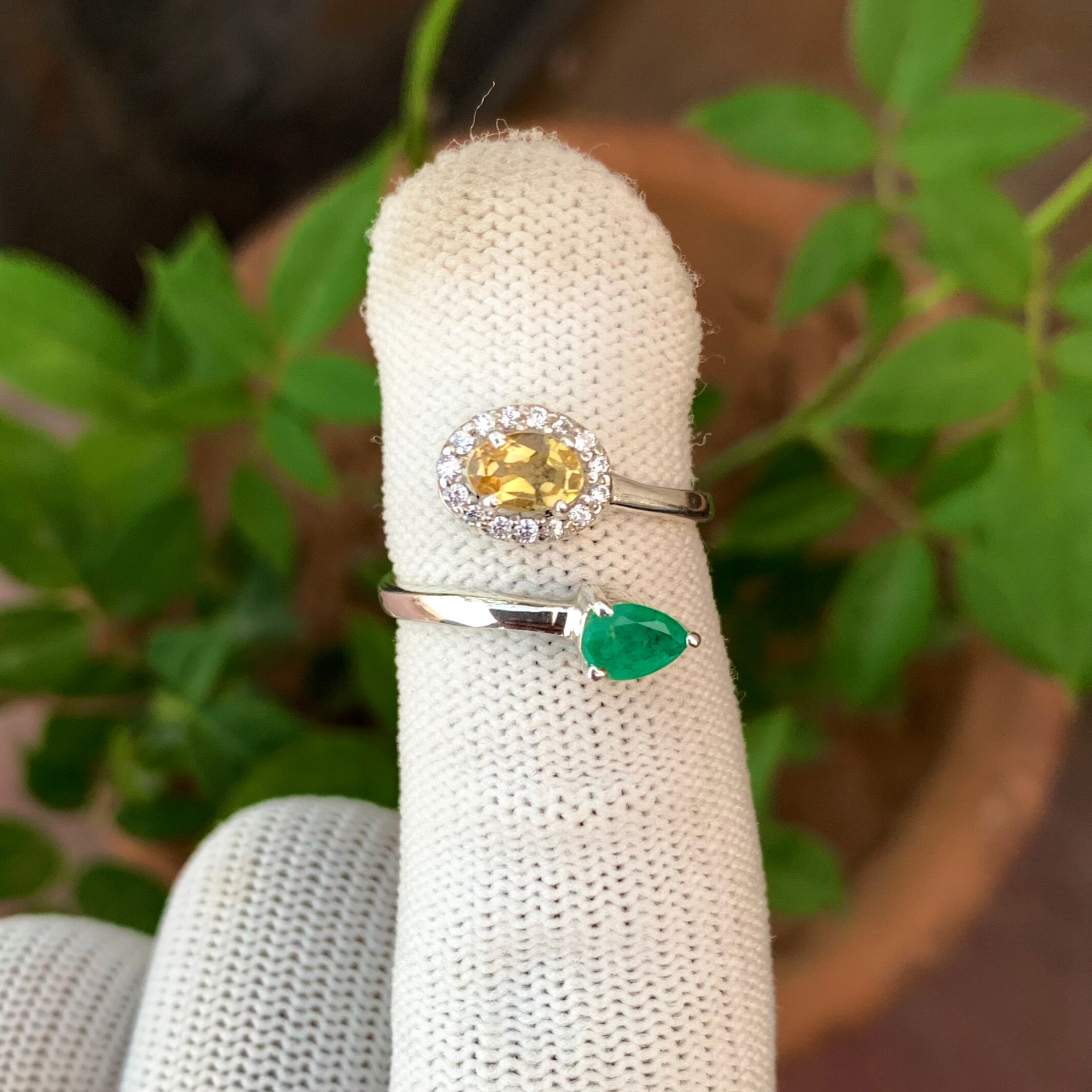Citrine Ring Emerald Ring Silver Ring Engagement Ring Etsy