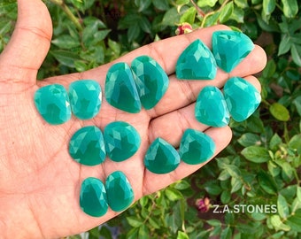 Green Onyx Stone, Faceted Pair, Briolette Pair, Faceted Gemstones, Faceted Beads, Briolette, Faceted Stones, Cut Gemstones, Green Beads,Onyx