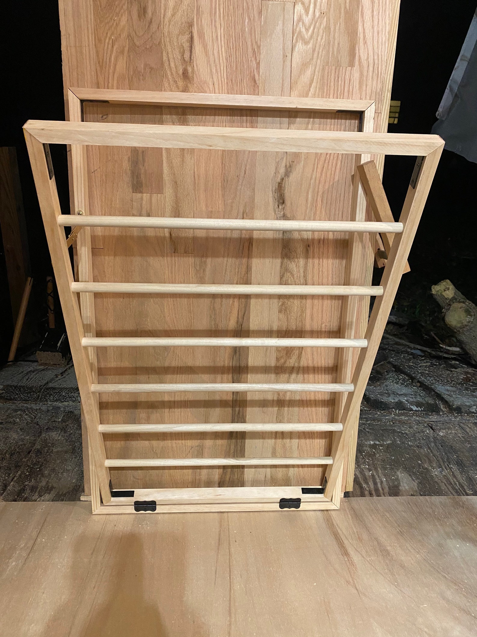 All wood wall mounted hinged drying rackhandmade Etsy