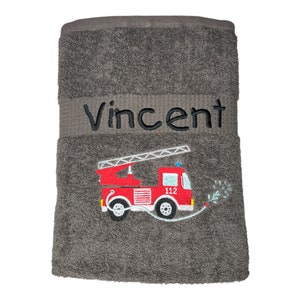 Fire engine towel embroidered with name, bath towel, guest towel, sauna towel, 4 sizes and beautiful colors
