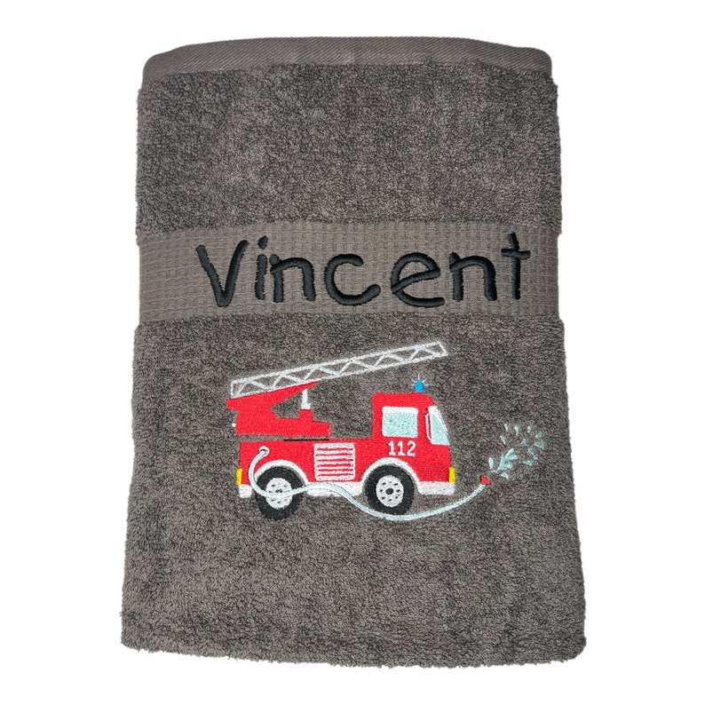 Fire engine towel embroidered with name, shower towel, guest towel, sauna towel, 4 sizes and beautiful colors Anthrazit grau