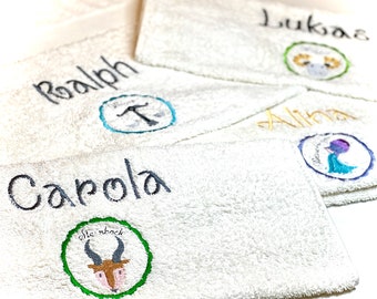 Towel embroidered with zodiac sign and name, shower towel, guest towel, sauna towel