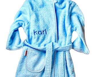 Children's bathrobe embroidered with name, pink or blue, 74-116