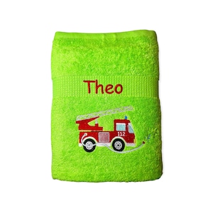 Fire engine towel embroidered with name, bath towel, guest towel, sauna towel, 4 sizes and beautiful colors