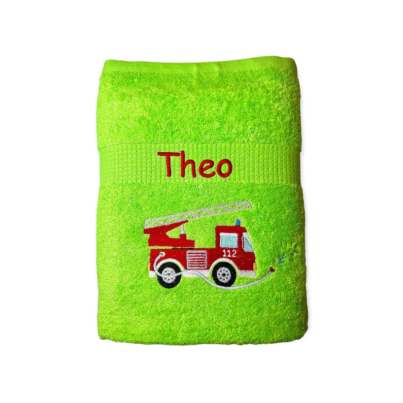 Fire engine towel embroidered with name, shower towel, guest towel, sauna towel, 4 sizes and beautiful colors Apfel grün