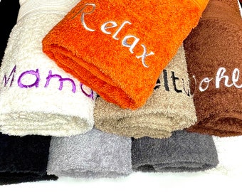 Shower towel 70 x 140 cm embroidered with your desired name or saying, different colors