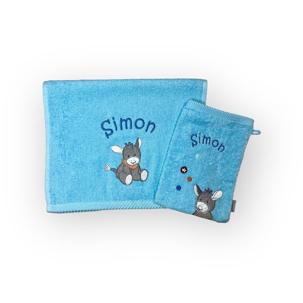 Children's towel and washcloth Sterntaler personalized with name