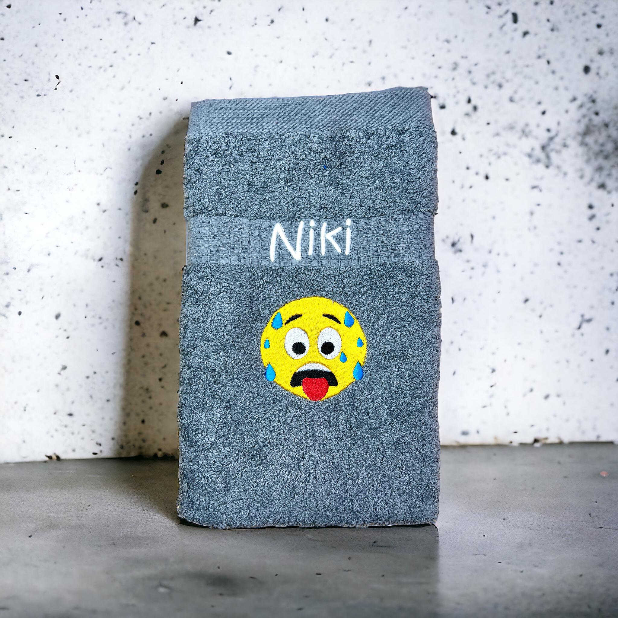 Smiley Handtuch mit Name, 4 verschiedene Größen möglich, alle Smileys