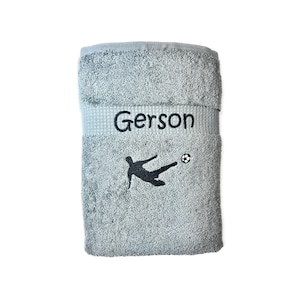 Footballer towel with name, bath towel, guest towel, sauna towel, beautiful colors
