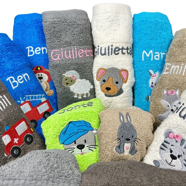 Children's towel with name and motif 30 x 50 cm daycare kindergarten or for on the go