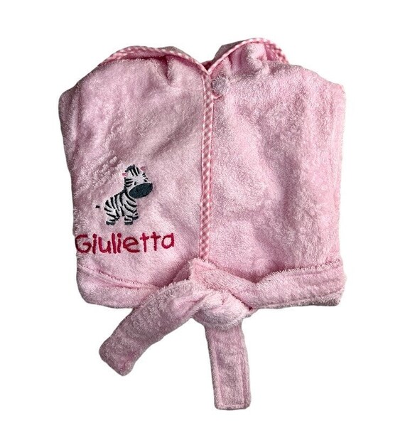 Children's Bathrobe Embroidered With Name and Zoo Animal Etsy