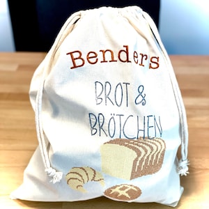 Bolsas reutilizables para pan y panecillos, bolsas enrollables de algodón, bordadas individualmente