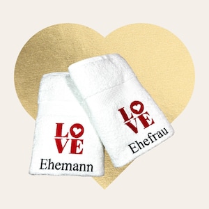 Towel with name and LOVE, bath towel, guest towel, sauna towel, beautiful colors
