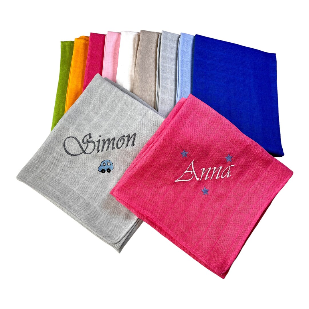 Gauze Cloth/diaper Embroidered With Name and Motif Etsy