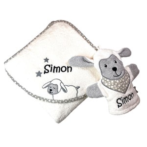 Hooded towel and play wash mitt with name, Sterntaler, Emmi, Mabel, Stanley image 4