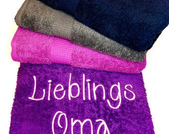 Bath towel 70 x 140 cm embroidered with your desired name or saying, various colors