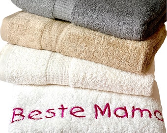 Shower towel 70 x 140 cm embroidered with your desired name or saying, different colours