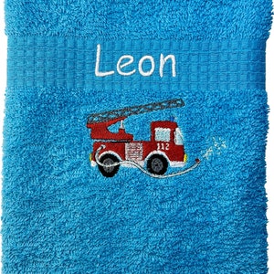 Fire engine towel embroidered with name, shower towel, guest towel, sauna towel, 4 sizes and beautiful colors Türkis