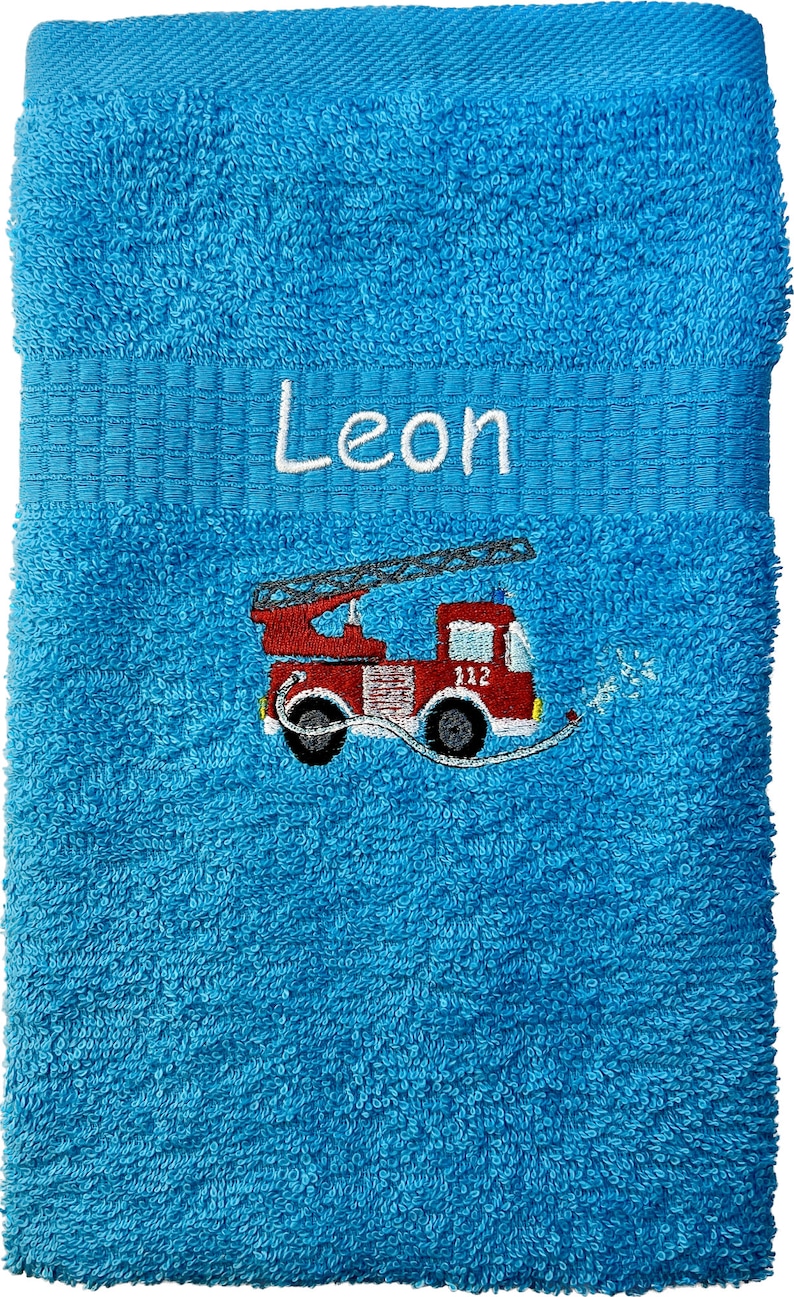 Fire engine towel embroidered with name, shower towel, guest towel, sauna towel, 4 sizes and beautiful colors Türkis