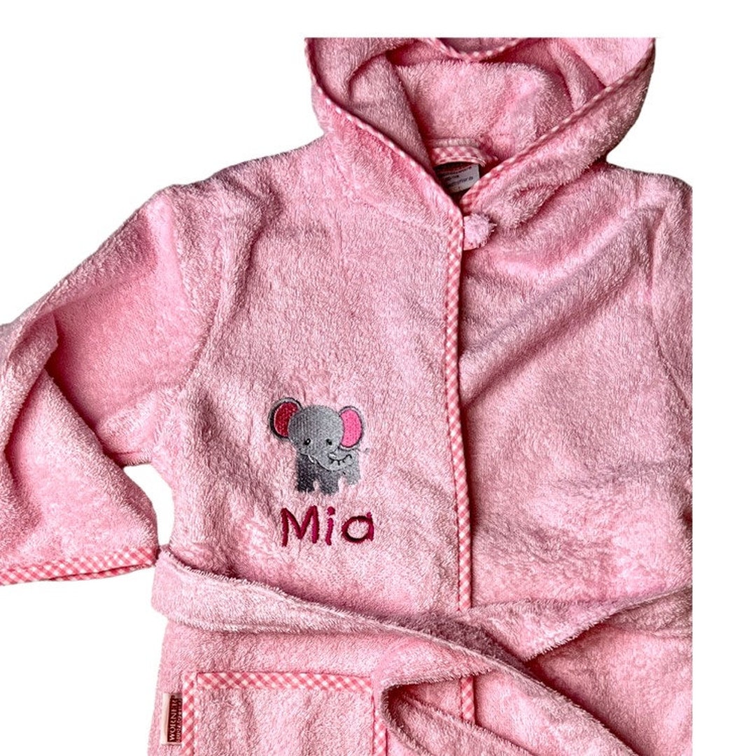 Children's Bathrobe Embroidered With Name and Zoo Animal, Lion