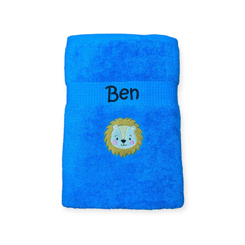 Lion Towel Embroidered With Name, Bath Towel, Guest Towel, Sauna Towel