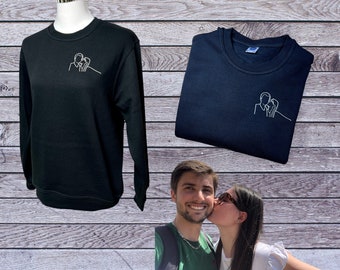 Sweater embroidered with personal image, silhouette of your image