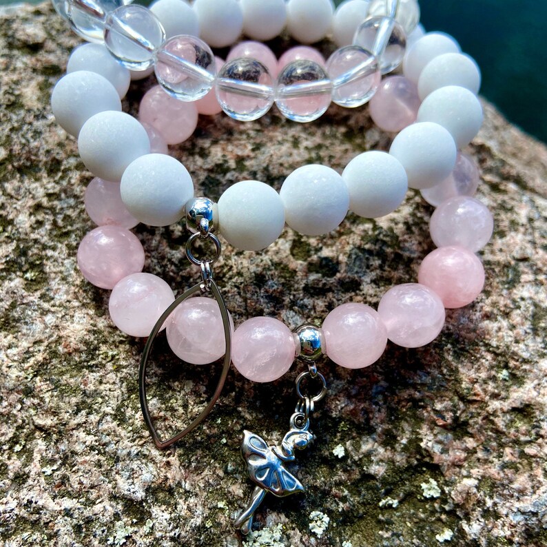 White Agate Ballerina Ballet Bracelet Dance Bracelet Ballet Gifts Ballerina Charm Rose Quartz Ballerina Bracelet Clear Quartz