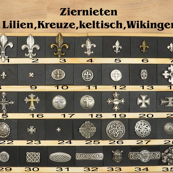 Ziernieten2: Lilien, Kreuze, Keltisch, Wikinger, Aufnieter