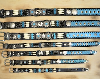 Dog Collar Indian Beads Turquoise