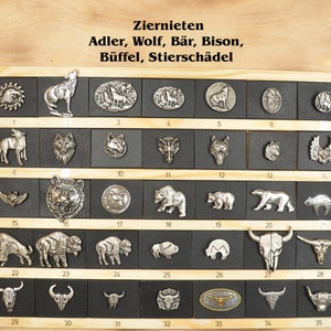 Decorative rivets5: eagle, bear, wolf, bison, buffalo, bull's head