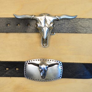 Bull skull belt buckle for 4 cm belt with animal motif