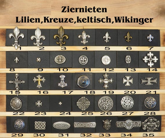 Ziernieten2: Lilien, Kreuze, Keltisch, Wikinger, Aufnieter