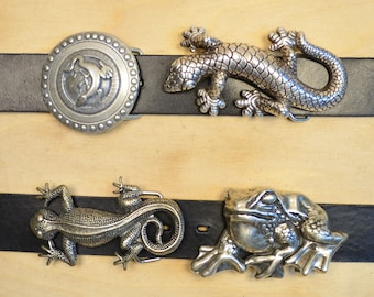 Gecko, lizard, toad, frog belt buckle for 4 cm belt with animal motif