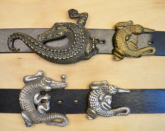 Crocodile belt buckle for 4 cm belts with animal motif