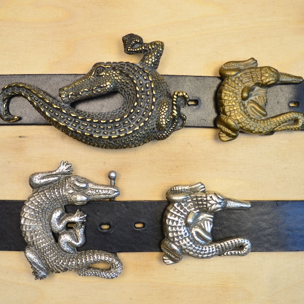 Kroko, Krokodil Gürtelschließe für 4cm Gürtel mit Tiermotiv