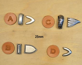 Gürtelschlaufen und -Spitzen 25mm Metall